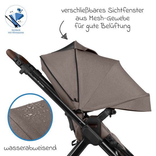 ABC Design 3in1 Kinderwagen-Set Samba 2 - inkl. Babywanne, Autositz Pebble Pro, Sportsitz mit XXL Zubehörpaket - Pure - Nature