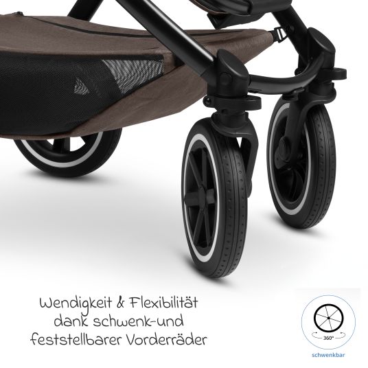 ABC Design 3in1 Kinderwagen-Set Samba 2 - inkl. Babywanne, Autositz Pebble Pro, Sportsitz mit XXL Zubehörpaket - Pure - Nature