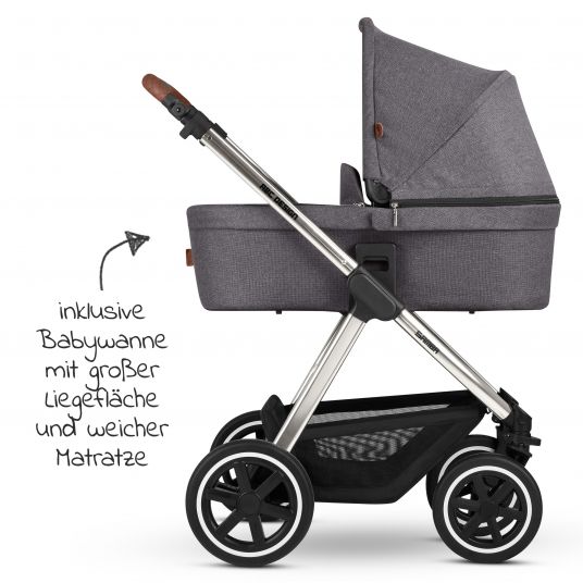 ABC Design 3in1 Kinderwagen-Set Samba - inkl. Babyschale Tulip & XXL Zubehörpaket - Diamond Edition - Asphalt