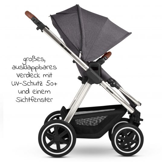 ABC Design 3in1 Kinderwagen-Set Samba - inkl. Babyschale Tulip & XXL Zubehörpaket - Diamond Edition - Asphalt
