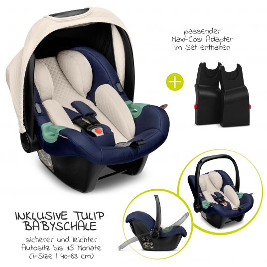 ABC Design 3in1 Stroller Set Samba - incl. Baby Car Seat Tulip & XXL Accessory Pack - Diamond Edition - Navy