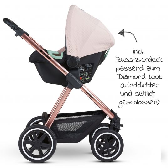 ABC Design 3in1 Kinderwagen-Set Samba - inkl. Babyschale Tulip & XXL Zubehörpaket - Diamond Edition - Rose Gold