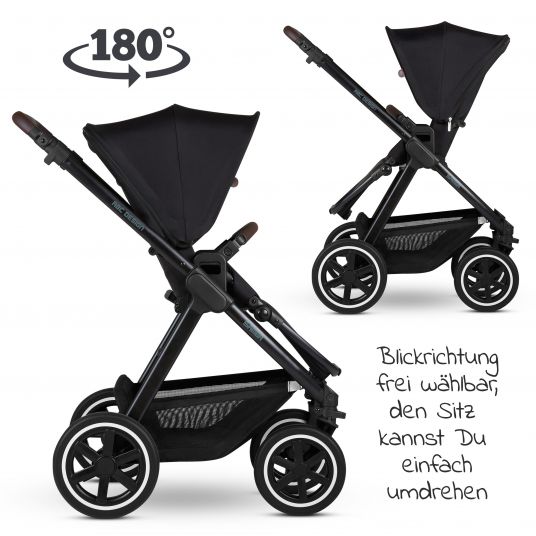 ABC Design 3in1 Stroller Set Samba - incl. Baby Car Seat Tulip & XXL Accessory Pack - Fashion Edition - Midnight