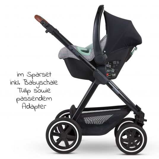 ABC Design 3in1 Stroller Set Samba - incl. Baby Car Seat Tulip & XXL Accessory Pack - Fashion Edition - Emerald