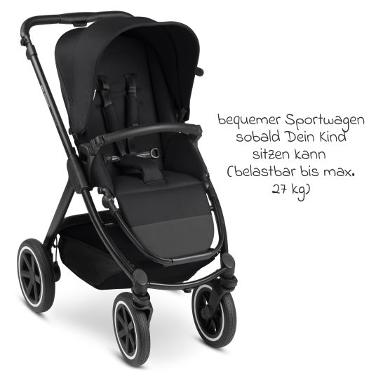 ABC Design 3in1 Kinderwagen-Set Samba - inkl. Babywanne, Autositz Pebble Pro, Sportsitz, Greifling, Buggybuch und XXL Zubehörpaket - Ink