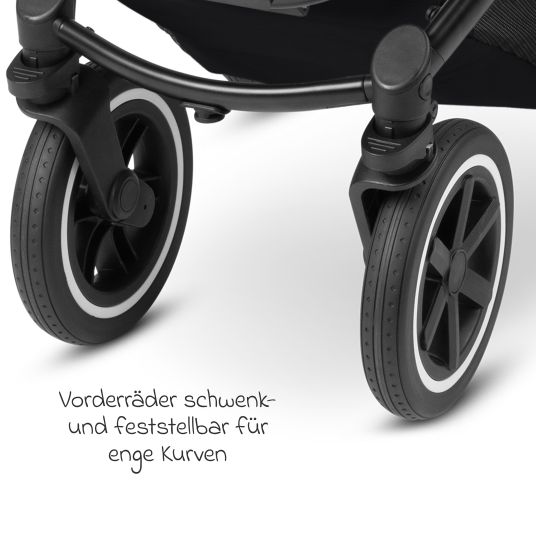 ABC Design 3in1 Samba baby carriage set - incl. carrycot, Pebble Pro car seat, sports seat, grasping toy, buggy book and XXL accessory pack - Ink