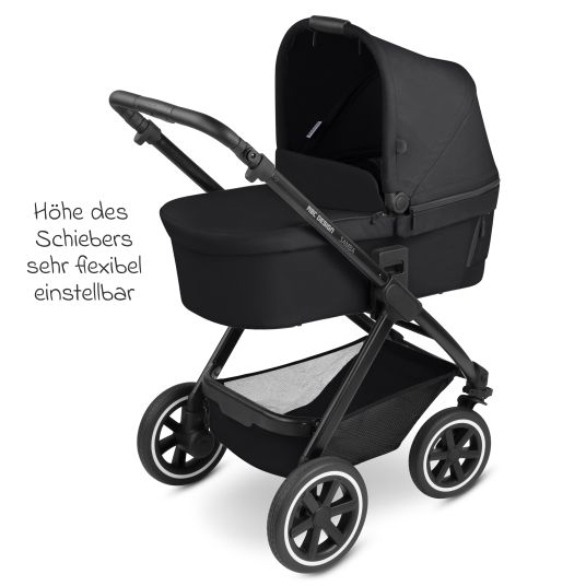 ABC Design Set passeggino Samba 3in1 - include navicella, seggiolino Pebble Pro, seggiolino sportivo, giocattolo da afferrare, libro del passeggino e pacchetto accessori XXL - Ink