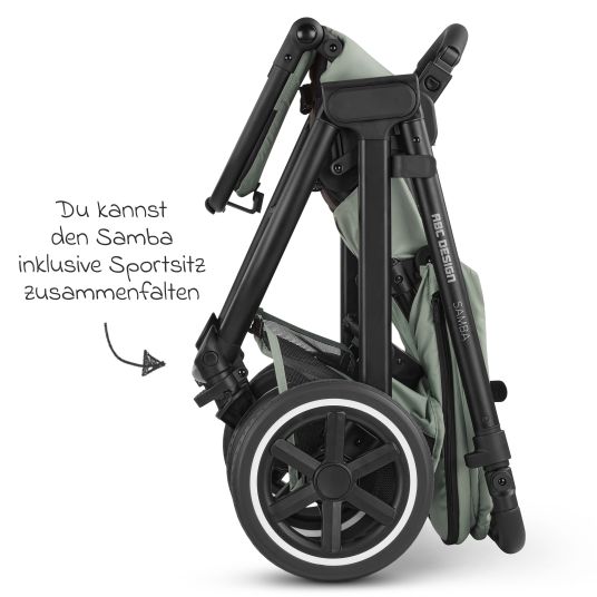 ABC Design 3in1 Kinderwagen-Set Samba - inkl. Babywanne, Autositz Pebble Pro, Sportsitz, Greifling, Buggybuch und XXL Zubehörpaket - Pine