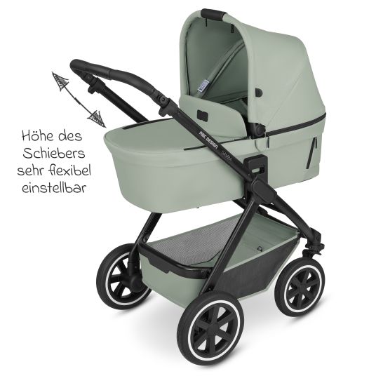 ABC Design Set passeggino Samba 3in1 - include navicella, seggiolino Pebble Pro, seggiolino sportivo, giocattolo da afferrare, libro del passeggino e pacchetto accessori XXL - Pino