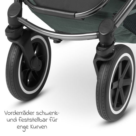 ABC Design 3in1 Kinderwagen-Set Samba - inkl. Babywanne, Autositz Tulip, Sportsitz und XXL Zubehörpaket - Aloe