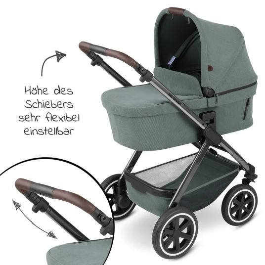 ABC Design 3in1 Samba baby carriage set - incl. carrycot, Tulip car seat, sports seat and XXL accessory pack - Aloe