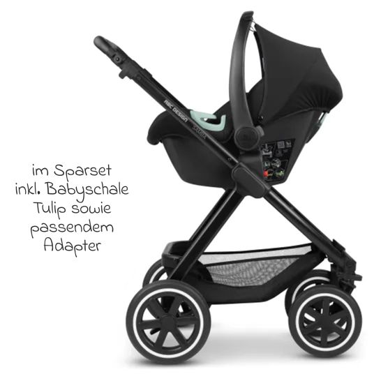 ABC Design 3in1 Kinderwagen-Set Samba - inkl. Babywanne, Autositz Tulip, Sportsitz und XXL Zubehörpaket - Ink
