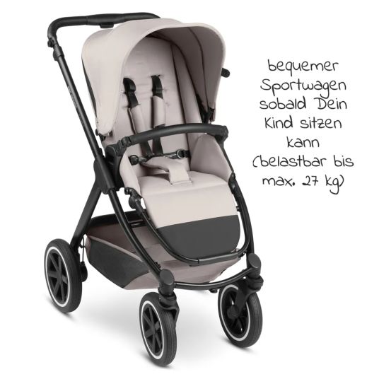 ABC Design 3in1 Samba baby carriage set - incl. carrycot, Tulip car seat, sports seat and XXL accessory pack - Powder
