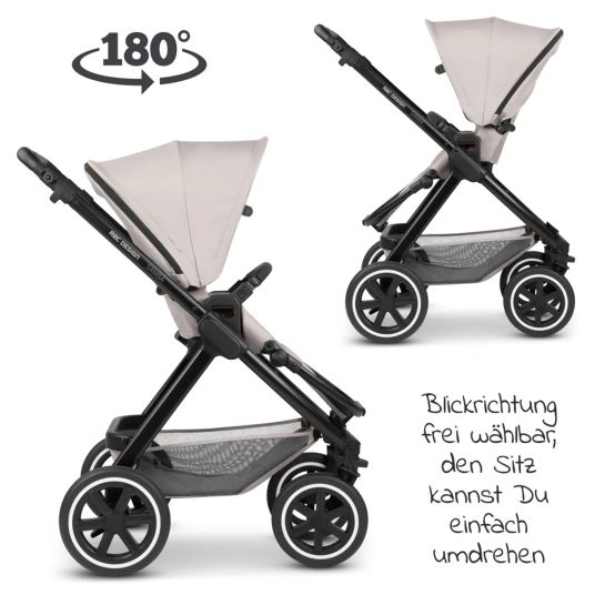 ABC Design 3in1 Samba baby carriage set - incl. carrycot, Tulip car seat, sports seat and XXL accessory pack - Powder