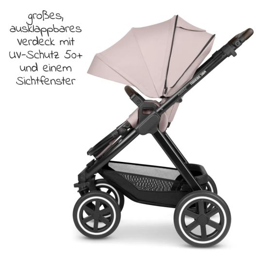 ABC Design 3in1 Kinderwagen-Set Samba - inkl. Babywanne, Autositz Tulip, Sportsitz und XXL Zubehörpaket - Pure Edition - Berry