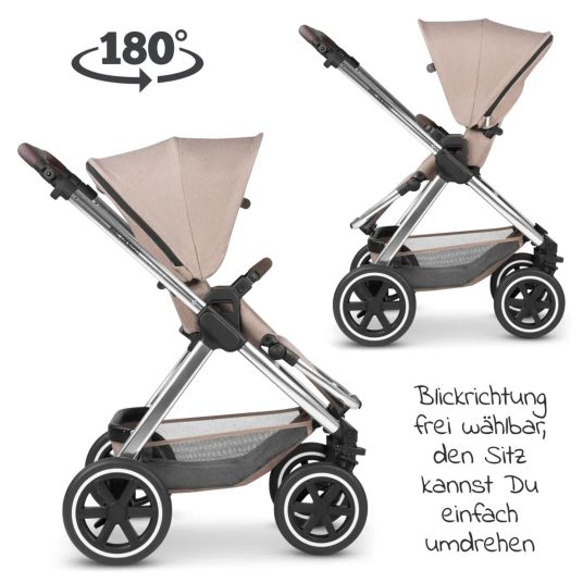 ABC Design 3in1 Kinderwagen-Set Samba - inkl. Babywanne, Autositz Tulip, Sportsitz und XXL Zubehörpaket - Pure Edition - Grain