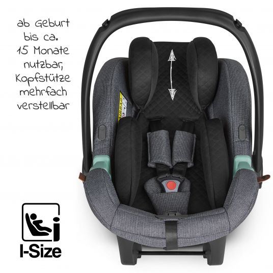 ABC Design 3in1 Kinderwagen-Set Samba - inkl. Babywanne, Autositz Tulip, Sportsitz und Zubehörpaket - Diamond Edition - Asphalt