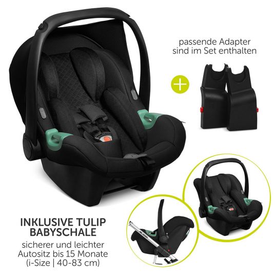 ABC Design - 3in1 Kinderwagen-Set Turbo 4 - inkl. Babyschale Tulip & XXL  Zubehörpaket - Shadow 