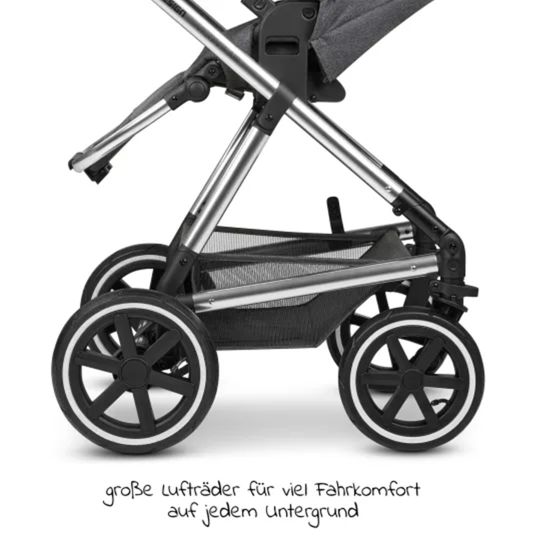 ABC Design 3in1 Kinderwagen-Set Vicon 4 Air - inkl. Babywanne, Autositz Tulip, Sportsitz und XXL Zubehörpaket - Asphalt