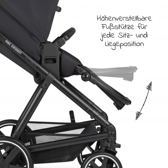 ABC Design 3in1 Kinderwagen-Set Vicon 4 - inkl. Babywanne, Autositz Tulip, Sportsitz und Zubehörpaket - Classic Edition - Ink