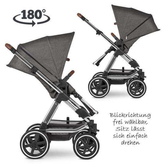 ABC Design 3in1 Kinderwagen-Set Viper 4 - Diamond Edition - inkl. Babyschale Tulip & XXL Zubehörpaket - Asphalt