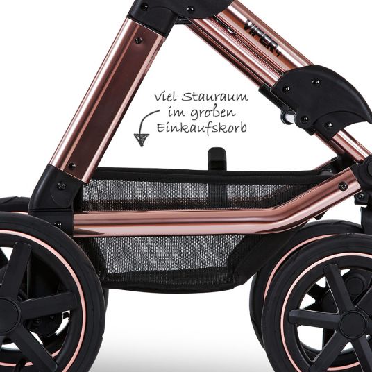 ABC Design 3in1 Stroller Set Viper 4 - Diamond Edition - incl. Baby Car Seat Tulip & XXL Accessory Pack - Rose Gold
