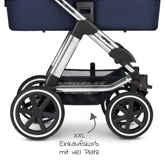 ABC Design 3in1 Kinderwagen-Set Viper 4 - inkl. Babyschale Tulip & XXL Zubehörpaket - Diamond Edition - Navy