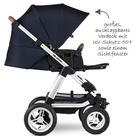 ABC Design 3in1 stroller set Viper 4 with air wheels - incl. infant carrier Tulip & XXL accessories package - Shadow
