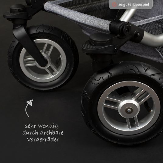 ABC Design Set passeggino 3in1 Viper 4 con ruote pneumatiche - incluso seggiolino Tulip e pacchetto accessori XXL - Shadow