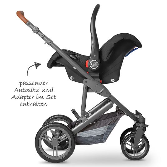 ABC Design 3in1 Catania 4 stroller set - incl. baby bath, car seat, changing bag & leg cover - Woven Black