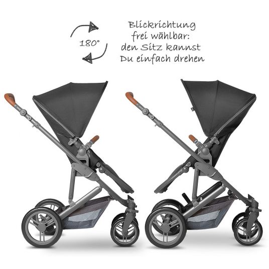 ABC Design 3in1 Catania 4 stroller set - incl. baby bath, car seat, changing bag & leg cover - Woven Black