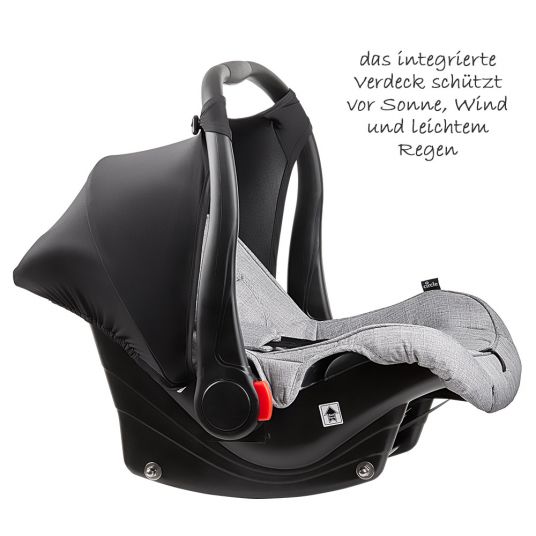 ABC Design 3in1 Kinderwagenset Catania 4 - inkl. Babywanne, Autositz, Wickeltasche & Beindecke - Woven Grey