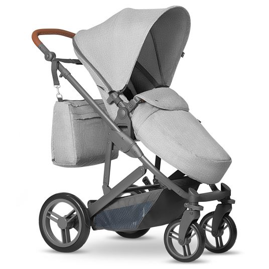 ABC Design 3in1 Catania 4 stroller set - incl. baby bath, car seat, changing bag & leg cover - Woven Grey