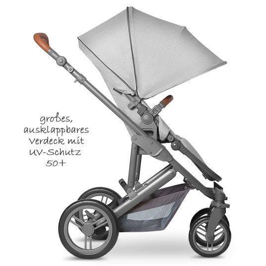 ABC Design 3in1 Catania 4 stroller set - incl. baby bath, car seat, changing bag & leg cover - Woven Grey