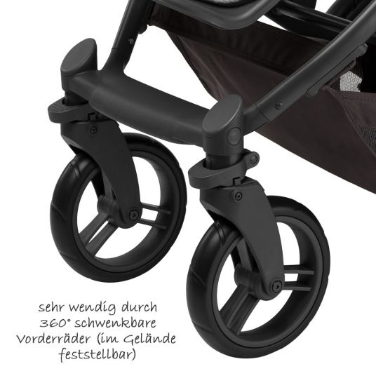ABC Design 3in1 Kinderwagenset Catania 4 - inkl. Babywanne, Autositz, Wickeltasche & Beindecke - Woven Grey