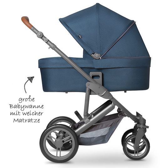 ABC Design 3in1 stroller set Catania 4 - incl. baby bath, car seat, changing bag & leg cover - Woven Navy