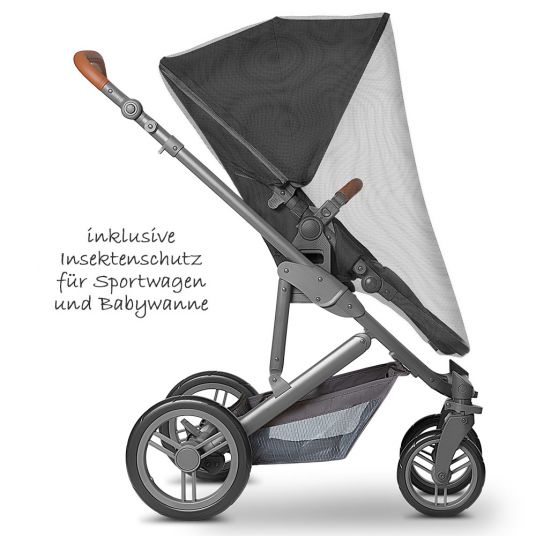 ABC Design 3in1 Kinderwagenset Catania 4 - inkl. Babywanne, Autositz & XXL Zubehörpaket - Woven Black