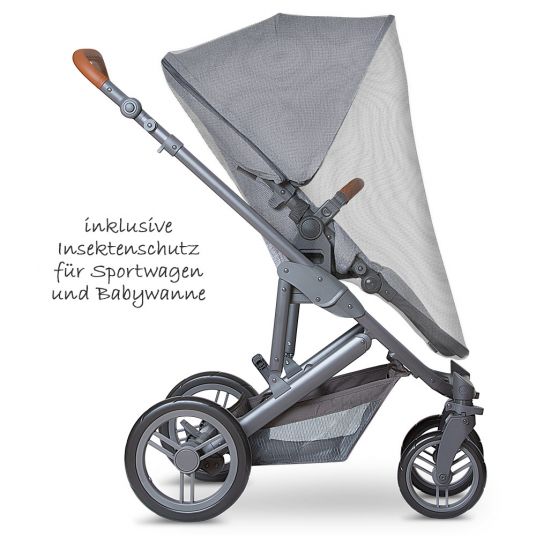 ABC Design 3in1 Catania 4 stroller set - incl. carrycot, car seat & XXL accessory pack - Woven Grey