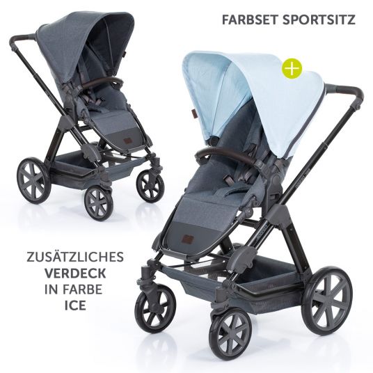 ABC Design 3in1 Kinderwagenset Condor 4 - inkl. Autositz, Babywanne, Sportsitz, Wechsel-Farbset Ice & Zubehörpaket - Mountain