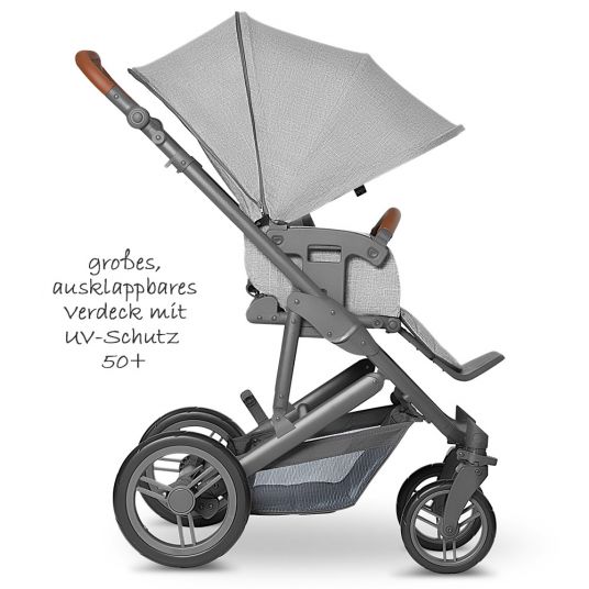 ABC Design 3in1 Kinderwagenset Merano 4 - inkl. Babywanne & Autositz - Woven Grey