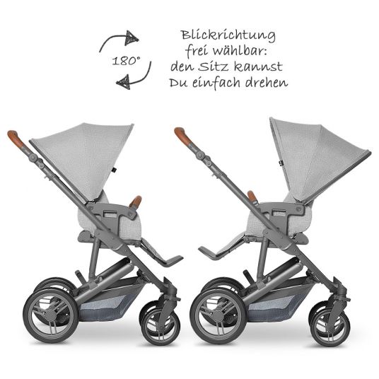 ABC Design 3in1 stroller set Merano 4 - incl. baby bath & car seat - Woven Grey