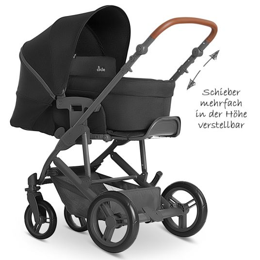 ABC Design 3in1 Kinderwagenset Merano 4 - inkl. Babywanne, Autositz & XXL Zubehörpaket - Woven Black