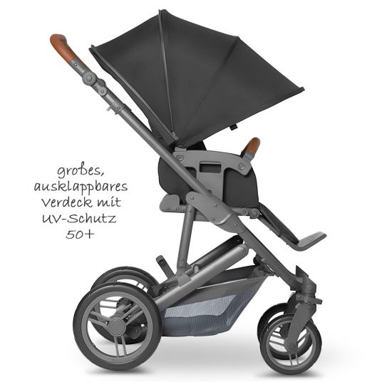 ABC Design 3in1 Stroller Set Merano 4 - incl. Carrycot, Car Seat & XXL Accessory Pack - Woven Black