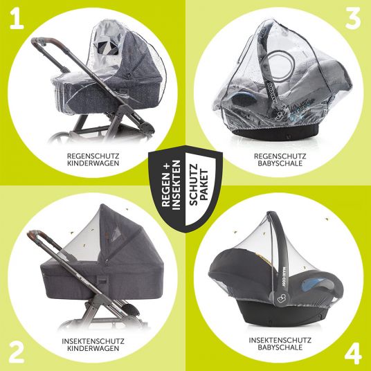 ABC Design 3in1 Stroller Set Salsa 4 - incl. Carrycot, Sport Seat, Infant Carrier & Accessory Pack - Graphite Grey