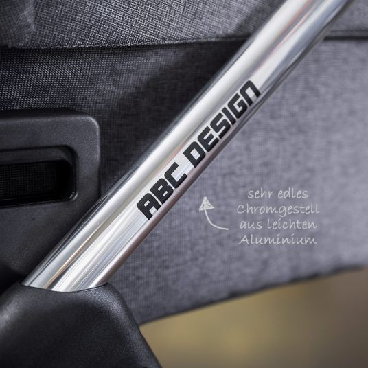ABC Design Set di passeggini 3in1 Turbo 4 T - Diamond Special Edition - inclusi navicella, marsupio e pacchetto accessori - Asfalto