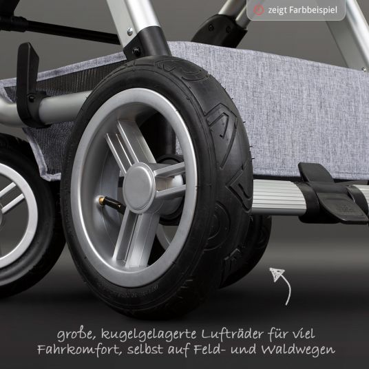 ABC Design Set passeggino 3in1 Viper 4 con ruote pneumatiche - incluso seggiolino auto, navicella, set di colori intercambiabili Ice e pacchetto accessori - Mountain