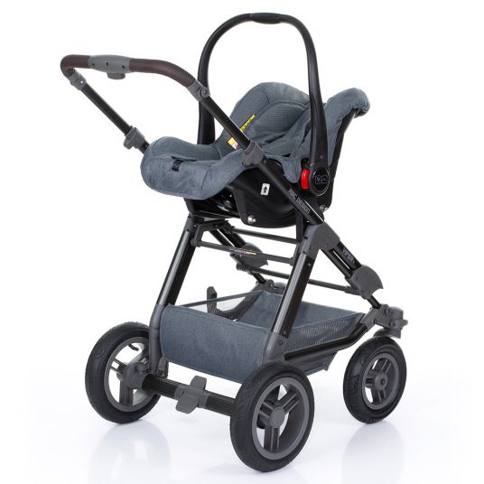 ABC Design Set passeggino 3in1 Viper 4 con ruote pneumatiche - incluso seggiolino auto, navicella, set di colori intercambiabili Rose e pacchetto accessori - Mountain