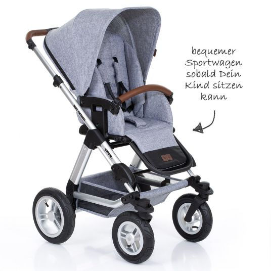 ABC Design 3in1 stroller set Viper 4 with air wheels - incl. carrycot, infant carrier & accessory pack - Graphite Grey