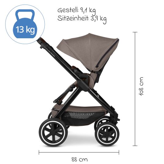 ABC Design 3in1 Kombi-Kinderwagen-Set Samba 2 All in One Set inkl. Maxi Cosi Pebble Pro2, Babywanne, Sportsitz, Adapter - Pure - Nature