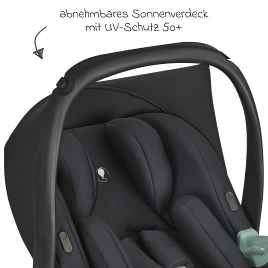 ABC Design Babyschale Tulip (Autositz Gruppe 0+ / i-Size) inkl. Neugeborenenfußsack - Black